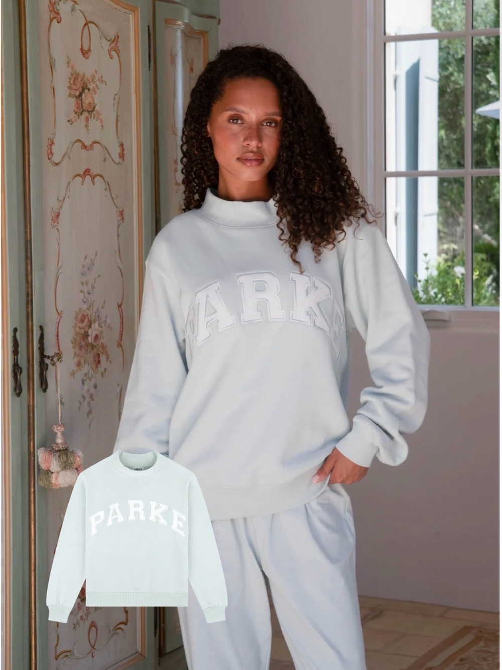 Parke Pale Blue Mock Neck Bridal